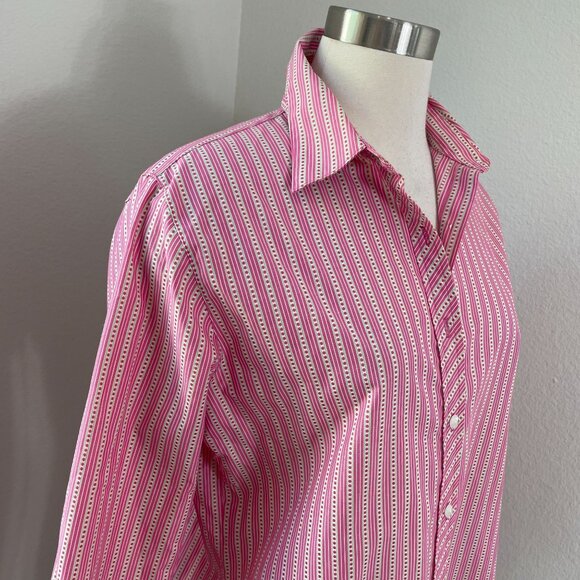 Foxcroft Womens 10 Wrinkle Free Shaped Fit Button Up Shirt Long Sleeve Blouse - Picture 2 of 7